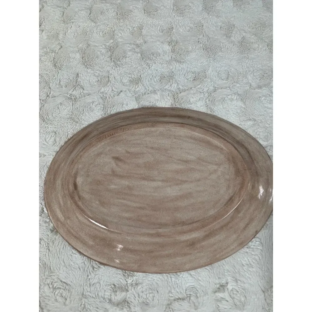 Vintage 1975 Ceramic Hand Painted Platter Mushrooms Acorns Leaves - Picture 7 of 9